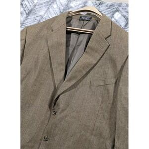 BIOS Le Collezioni Lambs Wool Tan Herringbone Flannel Sport Coat Blazer 52R